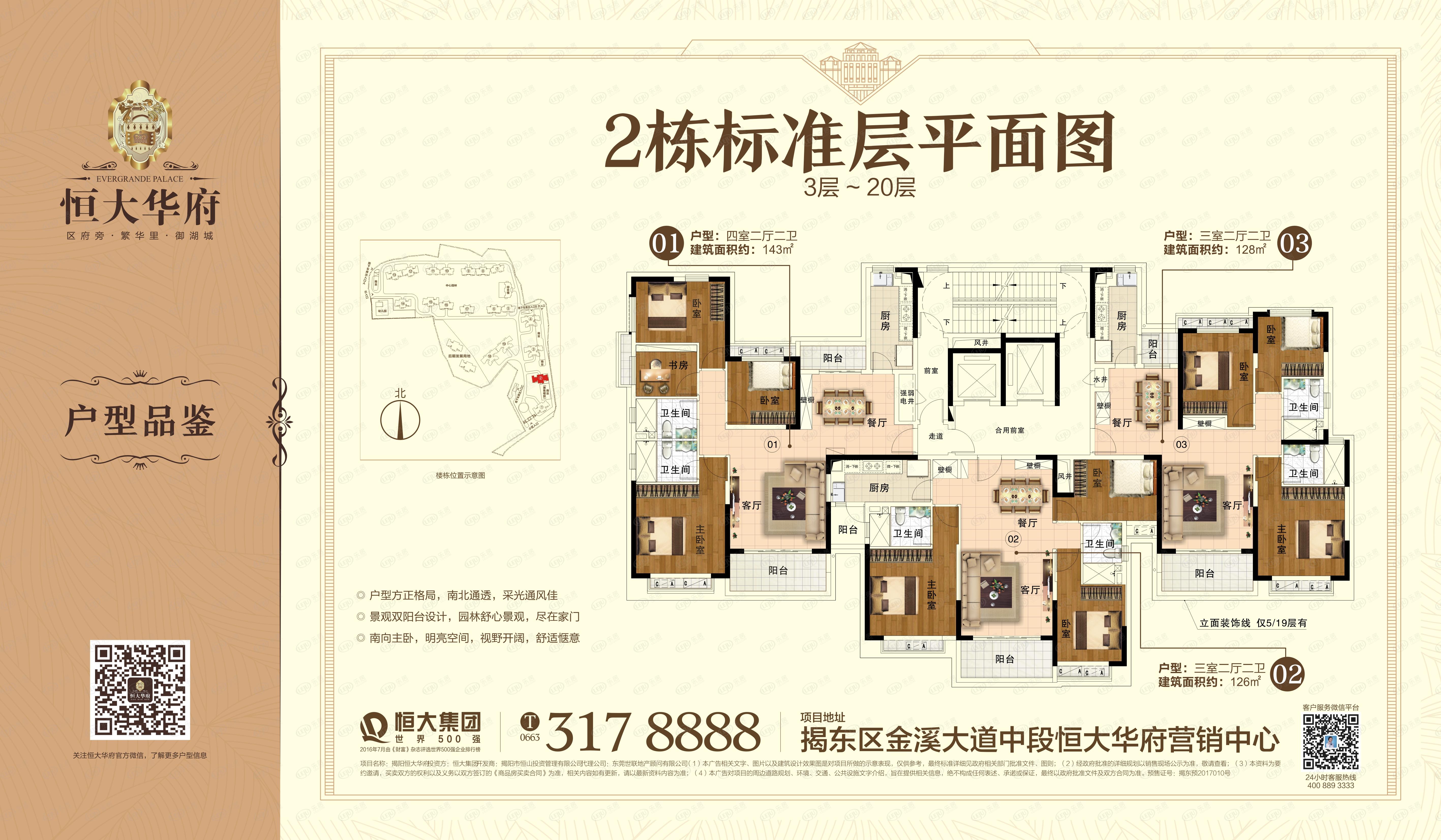 揭阳恒大华府01户型,02户型 03户型户型图