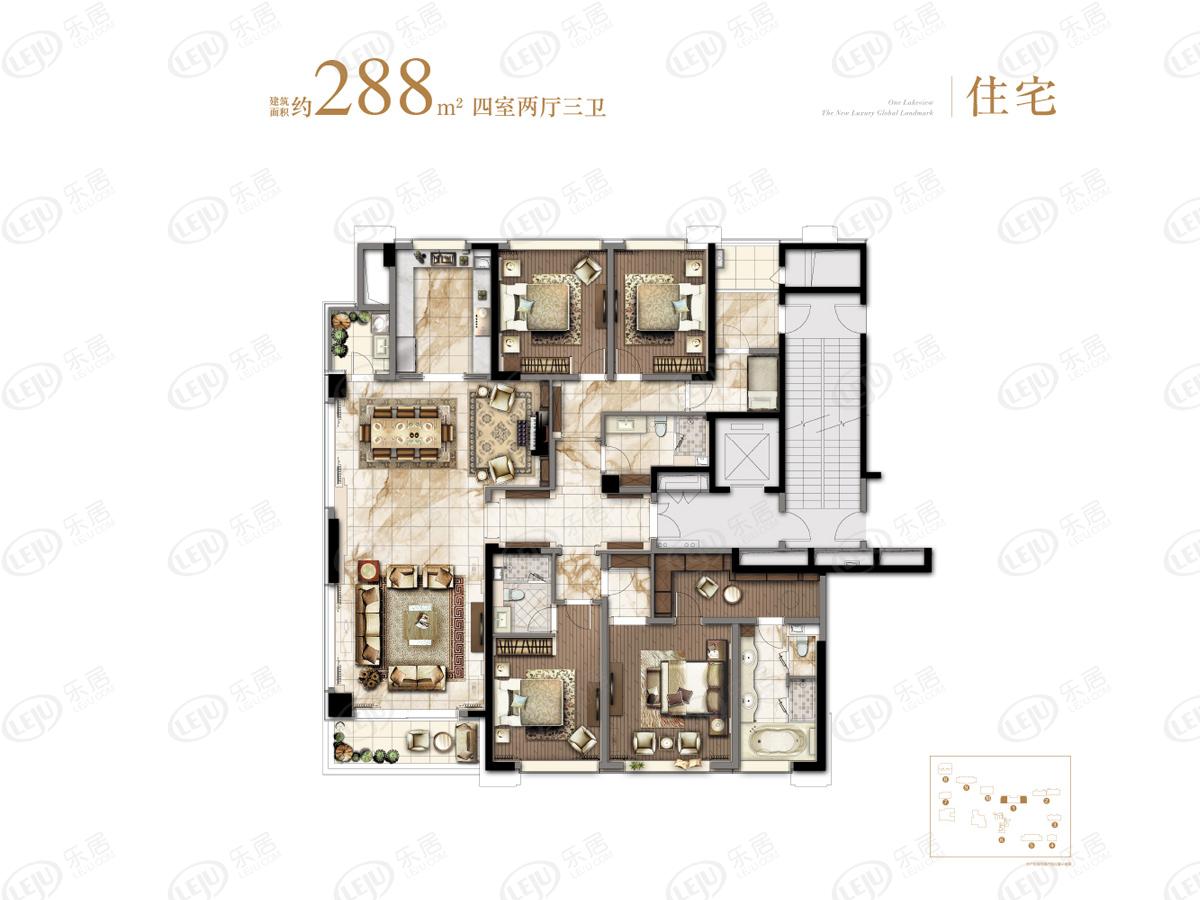 绿地华家池印288方户型图