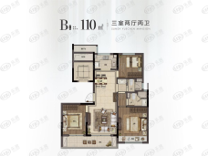 宋都悦宸府3室2厅2卫户型图
