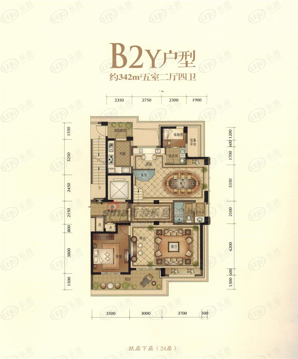 昆仑公馆342方跃层(下)b2y户型
