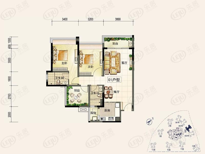颐安·灏景湾5座1梯01户型户型图