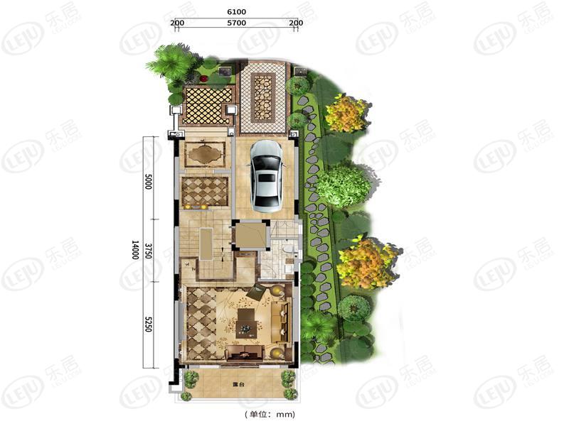 华标峰湖御境院子a户型首层户型图