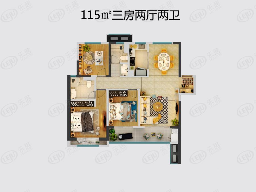 绿地新里城115㎡户型图