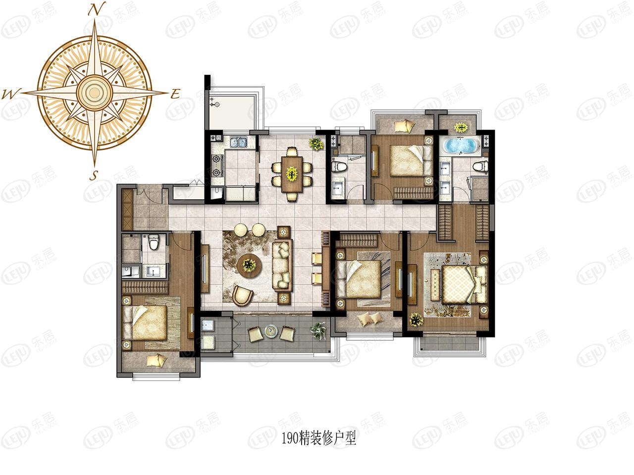 华润悦府三期约190平超高层户型户型图