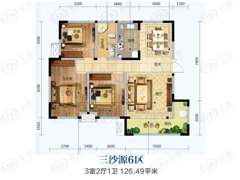 三沙源景舍6区三室户型户型图