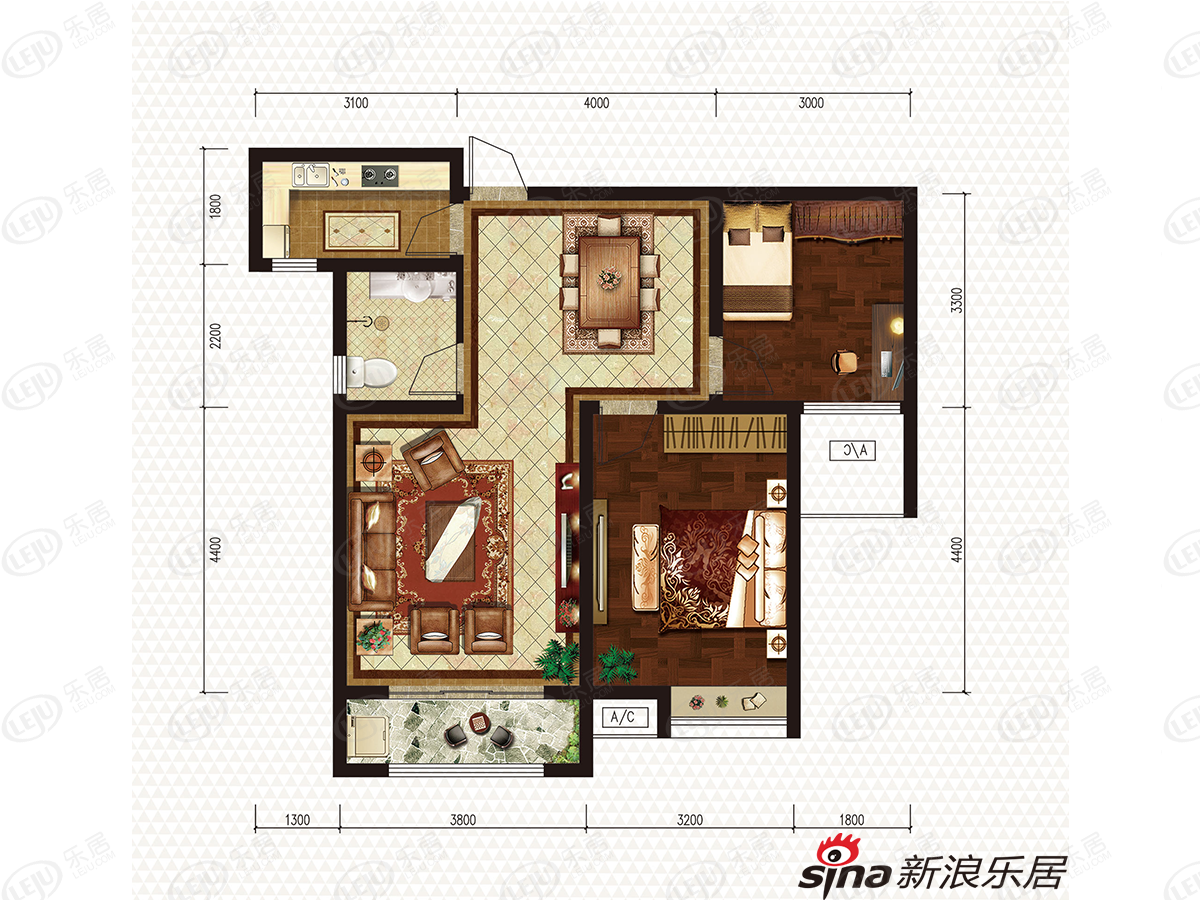 恒丰理想城3室2厅1卫户型图 - 衡水乐居