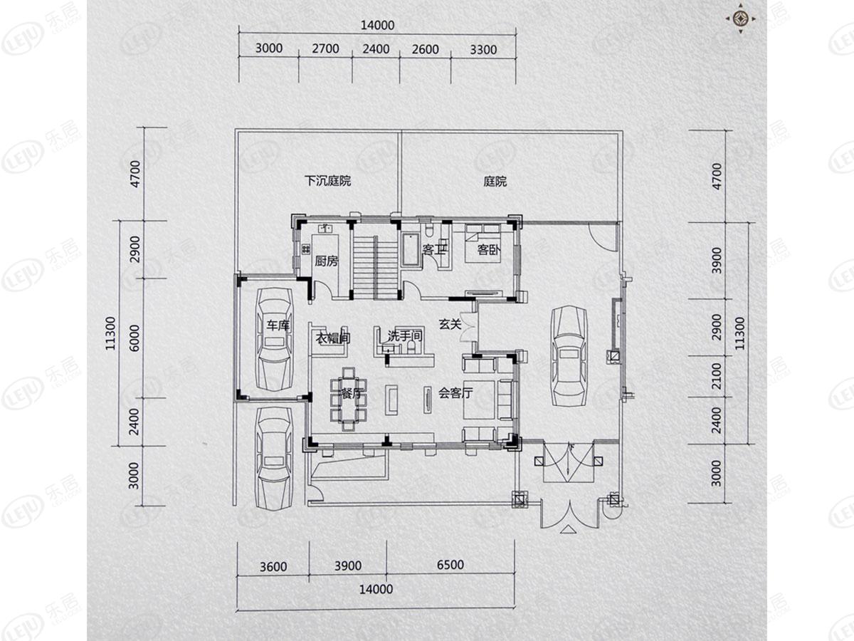 瑞宫6室3厅6卫户型图 - 唐山乐居