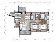 创基天峰117㎡三房两厅两卫户型图