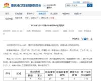 2月21日重庆市新冠肺炎新增确诊5例 新增治愈出院病例17例