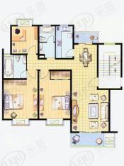 新城逸境园房型: 三房;  面积段: 108 －125 平方米;户型图