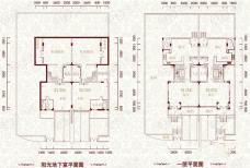 润园联排别墅（1）地下室和一层平面图户型图