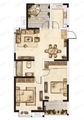 河海新邦城果户型C（2+1）房两厅一卫102平米户型图