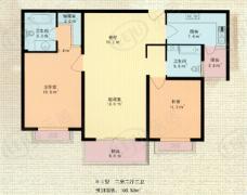 中梅苑二期房型: 二房;  面积段: 92 －106 平方米;
户型图