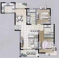 新江湾城建德国际公寓房型: 二房;  面积段: 100 －120 平方米;
户型图