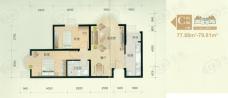 富贵嘉园两室两厅一卫-77.88-79.81平方米户型图