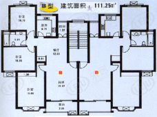 爱法新城一期房型: 三房;  面积段: 105.24 －114.05 平方米;
户型图