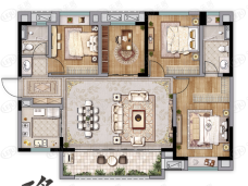 新城玺樾台4室2厅2卫户型图