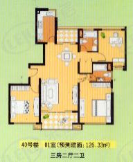 佳龙花园二期房型: 三房;  面积段: 118.32 －134.02 平方米;
户型图