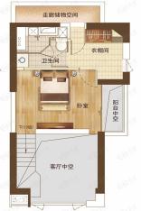 中海联·智汇城50㎡复式公寓二层户型图