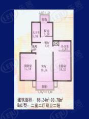 锦龙苑房型: 二房;  面积段: 83.96 －88.61 平方米;户型图