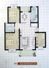 多摩园景三期房型: 三房;  面积段: 98.78 －102 平方米;户型图