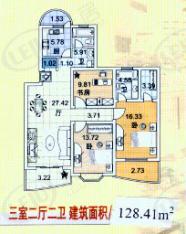 东盈公寓房型: 三房;  面积段: 128 －131 平方米;
户型图
