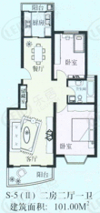 中虹花园房型: 二房;  面积段: 101 －101 平方米;
户型图